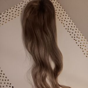 Ash Blonde Human Hair Topper, 25 Inch European Hair, Low Light,highlights,custom
